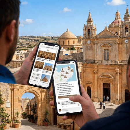 Recherche églises maltaises sur smartphone