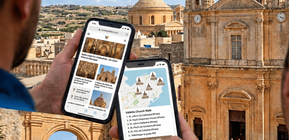 Recherche églises maltaises sur smartphone